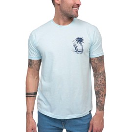 INTO THE AM Beach Bungalow Graphic Tee for Men - Short Sleeve Design T-Shirts (Light Blue, X-Large)