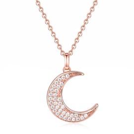 GAVU Women's Necklace with Moon Pendant Necklace Women's Silver 925, Cubic Zirconia, Cubic Zirconia