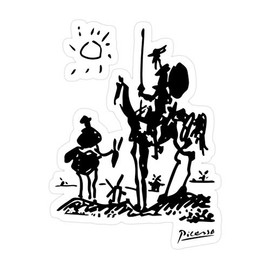 Elizabeth 3 PCs Stickers Pablo Picasso Don Quixote 1955 Artwork Reproduction 3 x 4 Inch Die-Cut Wall Decals for Laptop Window Car Bumper Helmet Water Bottle