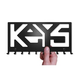 SirHoldeer Key Holder for Wall, Key Hooks Wall Mounted with 10 Hooks, Heavy Duty Key Hangers for Living Room Bathroom Kitchen Bedroom Black Metal Key Racks Keys