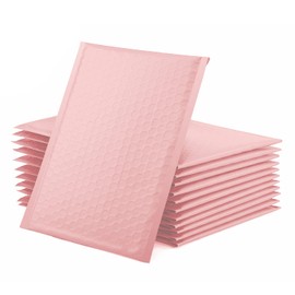 Switory 25Pcs Padded Envelopes, 15.3x22.9cm Bubble Mailers with Easy Tear Strip Peel and Seal Mailer Bags Postal Wrap Envelope Cushioned Protective Packaging, Pale Pink (Inside Size: 15.3x22.9)