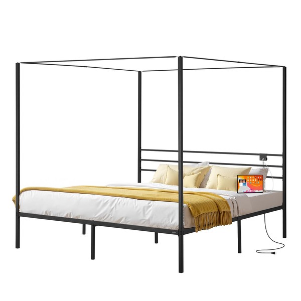 VEVOR Canopy Bed Frame King Size, Metal Canopy Bed with
