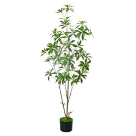 HAIHONG Artificial Brave Ficus Tree 5FT-Faux Tree with White Tall Planter-Fake Potted Tree with Silk Leaves-Tall Artificial Plants for Home Office Living Room Hallway Decor Indoor