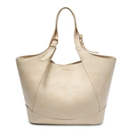 Missnine Large Tote Bag for Women Work, Vegan Leather Purses for Women, Ladies Travel Hobo Handbag with Adjustable Top-handle, Khaki