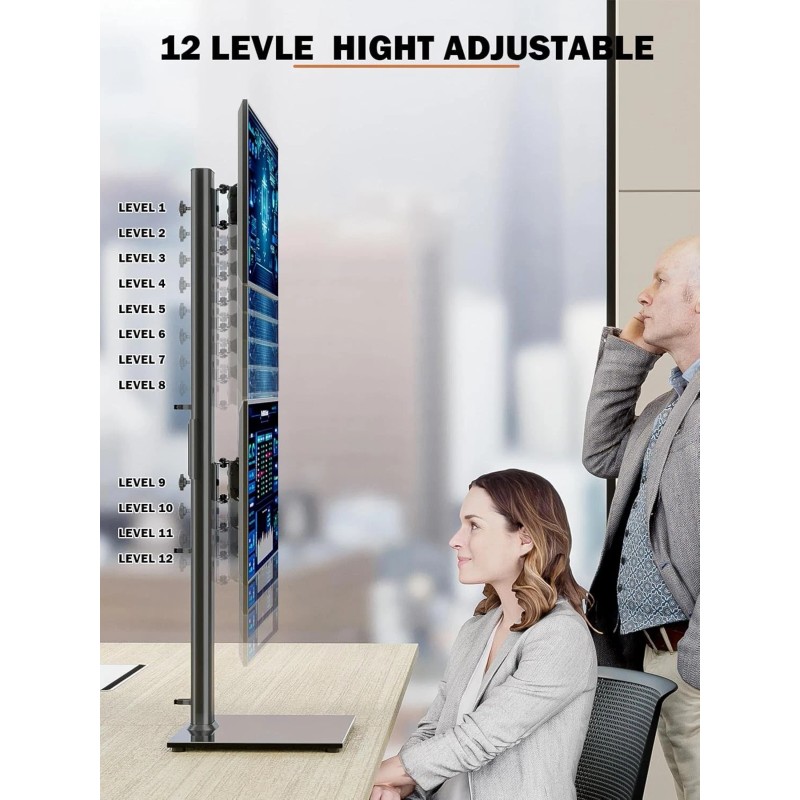 Hemudu Dual Monitor Stand - Vertical Stack Screen Free-Standing Monitor