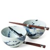 MIYA Blue Splash Sushi Plates for 2 - Modern Ceramic
