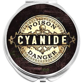 NewCharms Vintage Label Poison Cyanide Danger Compact with Mirrors - Perfect Pocket and Purse Size Folding Mirror for Applying Make Up Anywhere