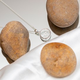 Tuscany Silver Floating CZ Stones B Round Pendant on Curb Chain of 46cm/18 Inch