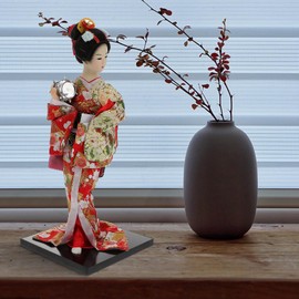 Japanese Geisha Doll: Dolls Japanese Figurine - Asian Kimono Doll Collectible Figurine Decoration Red 12inch
