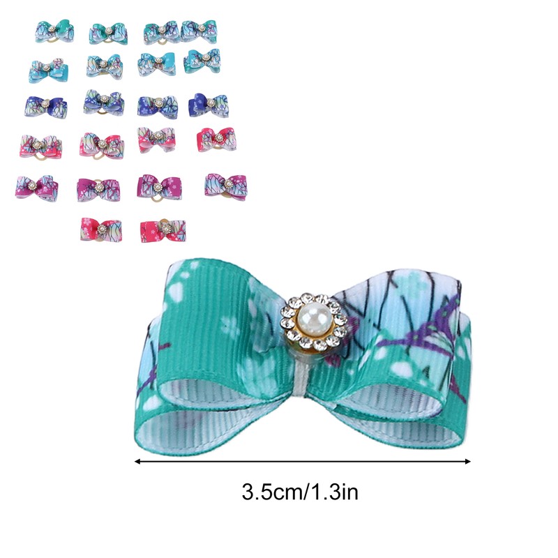 22pcs Pet Bowknot Rubber Bands Cute Colorful Dog Grooming Hair