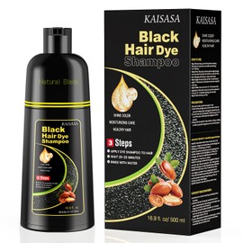 KAISASA Champú para teñir el cabello negro 3 en 1 (Argán Negro)