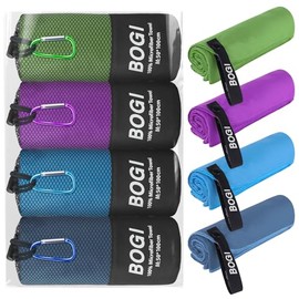 BOGI - Paquete de 4 Toallas Deportivas de Microfibra de Secado rápido, Toalla de Microfibra Suave y Ligera, Absorbente y compacta, Toalla de Viaje par
