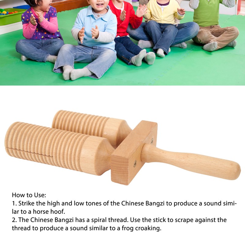 Chinese Bangzi Wooden Cylinder Clapper Treble Bass Percussion Musical Instruments