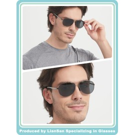 LianSan 2 Packs Premium Aviator Bifocal Reading Sunglasses for Men Women Retro Top Clear Sun Readers UV Protection(Multicolor,2.25x)