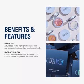 Ortega 에티엔 오르테가의 ORTEGA 뷰티 글로우 밤 페이스 - 볼 입술 바디를 위한 메이크업 크림 블러셔 블루 Etienne Ortega's ORTEGA Beauty Glow Balm Face - Makeup Cream Blusher for Cheeks, Lips, and Body Blue [Golden Hour]