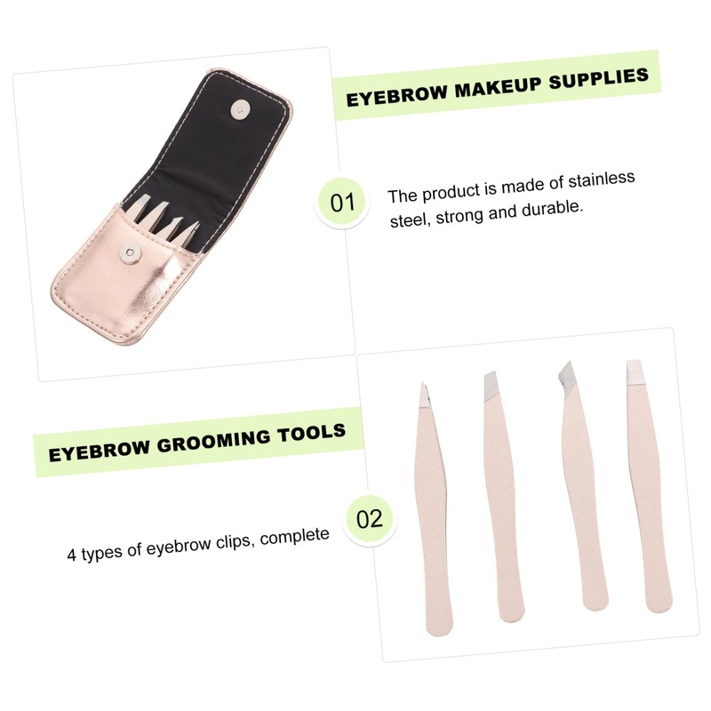 OHPHCALL 4pcs Eyebrow Makeup Tool Eyebrow Clamp Suit Tweezers and