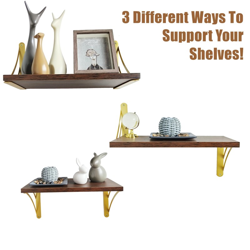 Small Gold Shelf Brackets, 15cm Triangle Shelving Brackets, Versatile Right