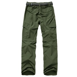 Mens Hiking Pants Convertible Outdoor Waterproof Quick Dry Zip Off Lightweight Travel Fishing Boy Scout Pants6088-Army green42