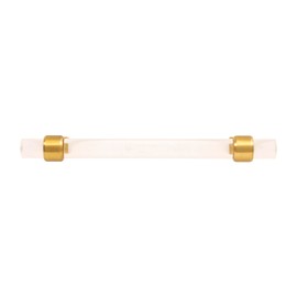 Hickory Hardware 1 Pack Solid Core Kitchen Cabinet Pulls, Luxury Handles, Doors & Dresser Drawers, 5-1/16 Inch (128mm) Hole Center, Crysacrylic with Brushed Golden Brass, Crystal Palace Collection