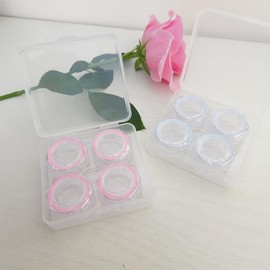 4 Pack Contact Lens Case, Clear Bulk Organizer Large Size Cases for Travel & Home Vision Care Kit with Tweezers