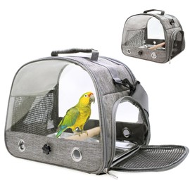 Bird Carrier with Perch Parakeet Travel Carrier Bag Portable Bird Backpack Carrier with Plat Breathable Bird Carrier Travel Cage for Small Pets