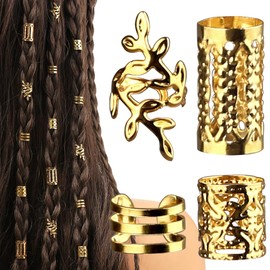 40Pcs Hair Jewelry for Braids,Non-Piercing Hair Accessory Braid Clips,Adjustable Hair Rings Hair Braids Accessories DIY Decorate,Gold Braid Jewelry Hair Cuffs Hair Accessories for Women