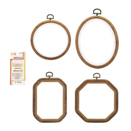 PATIKIL Mixed Sizes Embroidery Hoops Set, 4 Pieces Imitated Wood Circle Oval Octagonal Frame Cross Stitch Hoop Ring with Needle for Embroidery Art Craft Sewing Ornaments Hanging Decoration