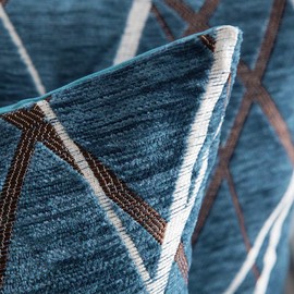 MIULEE Pack of 2 Decorative Throw Pillow Covers Woven Textured Chenille Cozy Modern Concise Soft Peacock Blue Square Cushion Shams for Bedroom Sofa Car 18 x 18 Inch