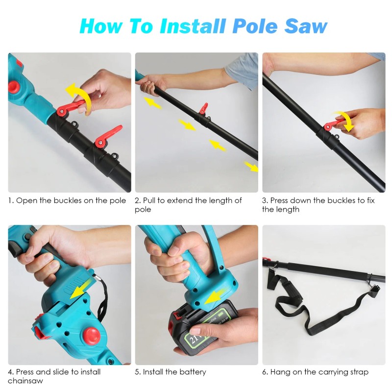 2 in 1 Battery Pole Saw Handheld Chainsaw Cordless Electric