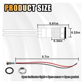 5PCS 6MM 1/4"LED Indicator Light, AC/DC 12-24V Waterproof IP66 Metal Signal Lamp, Metal Indicator with 145mm Wire, Automotive LED Indicator Light for Cars Trucks Boats (Blue)