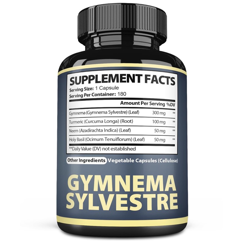 Satoomi Pure Gymnema Sylvestre Capsules Extract - 180 Capsules of