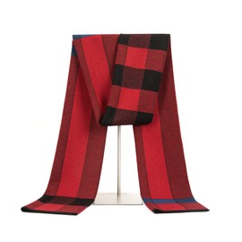 Lallier Men's Merino Wool Scarf, Long Winter Neckwear with Gift Box (Burgundy)