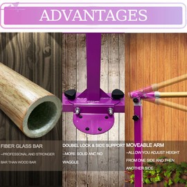 Gymnastics Bar for Kids Girls Ages 3-15 With Ring for Home Indoor Training Equipment- Steady Steel Construction, Anti-Slip, Easy to Assemble, 3' to 5' Adjustable Height