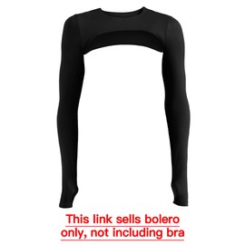 YEOREO Women Crop Top Long Sleeve Bolero Open Front Workout Cropped Shirts Sports Shrug, Black, Small