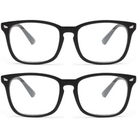 livho 2 Pack Blue Light Blocking Glasses, Computer Reading/Gaming/TV/Phones Glasses for Women Men,Anti Eyestrain & UV Glare (Light Black x 2)