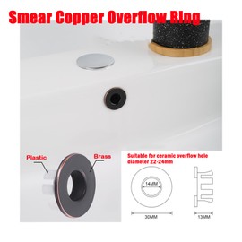 2 Pcs Sink Overflow Ring Brushed Nickel Bathroom Vanity Sink Overflow Cover Insert in Round Trim Cap Brass Material Kitchen Bathroom Sink Accessories for Home,Sink,Bathroom(Black Bronze)