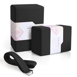 ARLTB 2 Pack Yoga Blocks 9"x 6"x 4" EVA Foam Blocks with Strap, High Density Block for Support and Deepening Poses