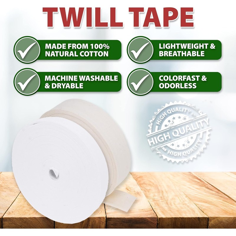 Mandala Crafts - Cinta de sarga natural de 1/4 pulgadas,