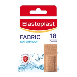 Elastoplast Elastoplast 18 Waterproof Fabric Plaster Strips (18 Pieces), Large Pack of Fabric Plasters, Breathable Plasters, Plasters Waterproof