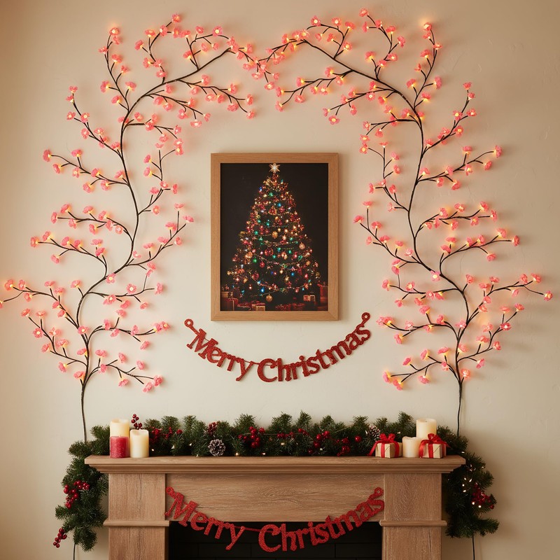 NXUEBDU 7.5ft Pink Cherry Blossom Tree Light, 144 LEDs USB