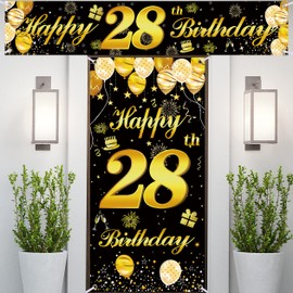 28th Happy Birthday Door Banner IMISI Birthday Decorations Birthday Backdrop Decorations for a Party