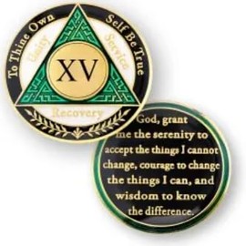 AA Coin 15 años, verde, blanco, negro, medallón de recuperación