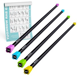 LIONSCOOL Workout Weighted Bar,Padded Exercise Weight Bar, Solid Steel Stretching weighted bar set for Body Sculpting, Physical Therapy,Body Toning (Set of 4-5LB, 8LB,10LB and 12LB)