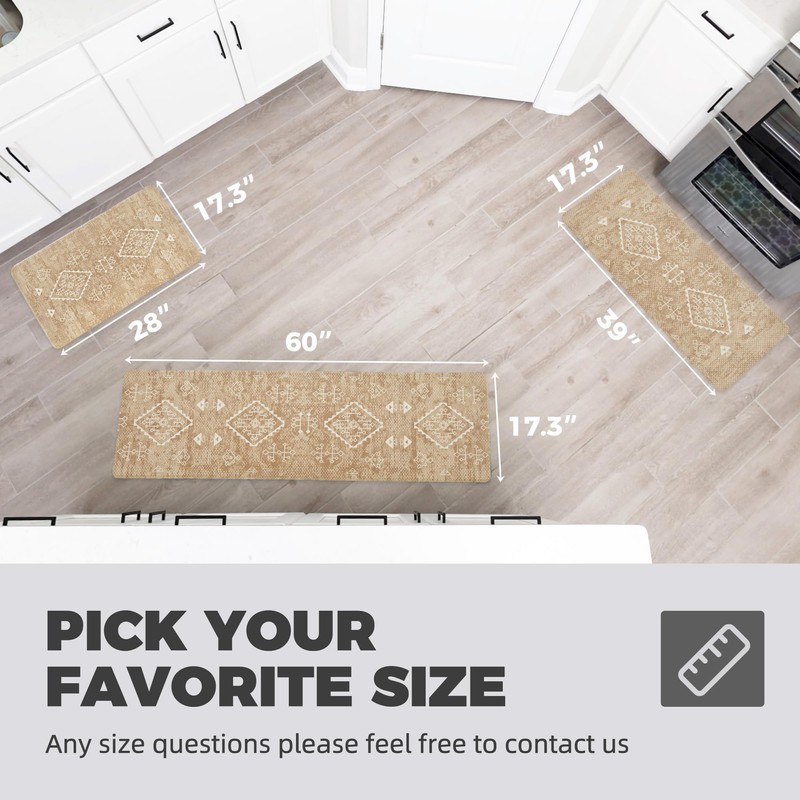 KOKHUB Boho Kitchen Mat, 1/2 Inch Thick Cushioned Kitchen Rugs,