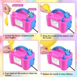 QIPUMP Balloon Pump Electric, 110V 600W Balloon Blower Inflator Dual Nozzle Air Pump Balloons Inflator for Decoration, Party, Sport,Gifts:2 Balloon Tying Tools