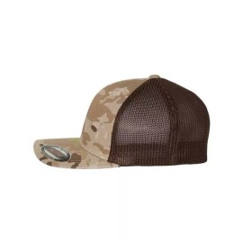 FLEXFIT 6511 - Fitted Trucker Cap, Mesh Back, Baseball Hat, Camo, Multicam Arid