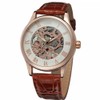 FORSINING Hollow Automatic Mechanical Men Watch(White Dial Rose Gold Number