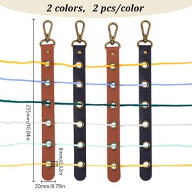 FREEBLOSS 4 Stück Garn Organizer Aus PU Leder 6 Löcher Garnspaltwerkzeug Mit Verschluss Für Garntasche 2 Farben Strickgarn Zarter Häkelgarn Teiler Zum Häkeln Und Stricken Unterwegs 10'' lang