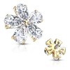 FIFTH CUE 14G Five Pear CZ Flower 316L Surgical Steel