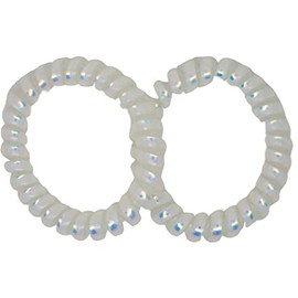 Topkids Accessories Metallic Spiral Hair Ties for Girls and Women, Hair Accessories for Girls, Hair Bobbles, Hair Elastics, Hair Bands for Women, Elastic Bands for Hair (5cm 2pcs, White)